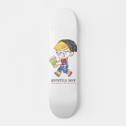 Hipster Boy bekümmert Vintage Parody-Illustration Skateboard (Vorne)