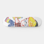 Hipster Boy bekümmert Vintage Parody-Illustration Skateboard (Horizontal)