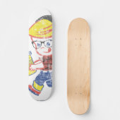 Hipster Boy bekümmert Vintage Parody-Illustration Skateboard (Vorderseite)