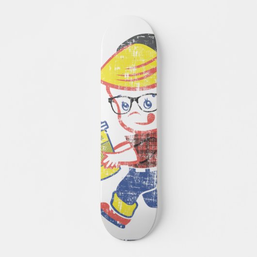 Hipster Boy bekümmert Vintage Parody-Illustration Skateboard (Vorne)