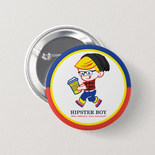 Hipster Boy - Parody-Abbildung 6 Cm Round Abzeiche Button (Vorne & Hinten)
