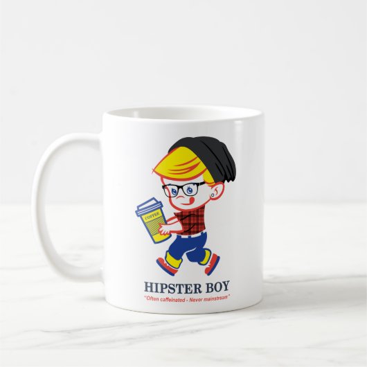 Hipster Boy - Parody Illustration T - Shirt Kaffeetasse (Links)