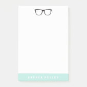 Hipster Brille und Soft Mint Blue Post-it Klebezettel (Vorderseite)