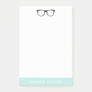 Hipster Brille und Soft Mint Blue Post-it Klebezettel