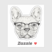 Hipster Bulldog Aufkleber (Blatt)