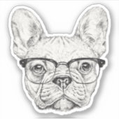 Hipster Bulldog Aufkleber (Vorderseite)
