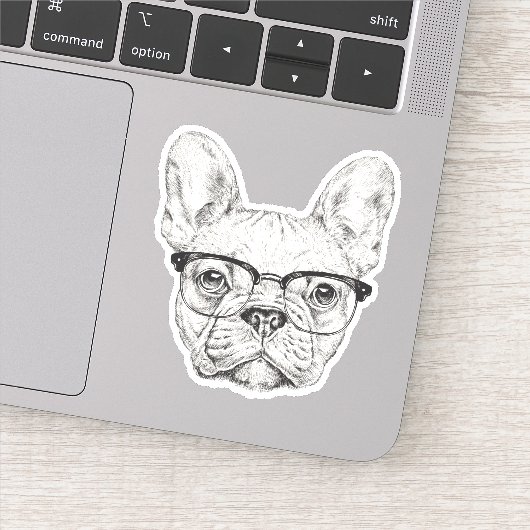 Hipster Bulldog Aufkleber (Detail)