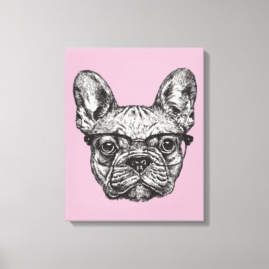 Hipster Bulldog Leinwanddruck (Vorderseite)