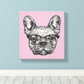 Hipster Bulldog Leinwanddruck (Insitu (Holzboden))