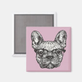 Hipster Bulldog Magnet (Vorderseite/Rückseite)
