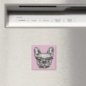 Hipster Bulldog Magnet (In Situ (Geschirrspüler))