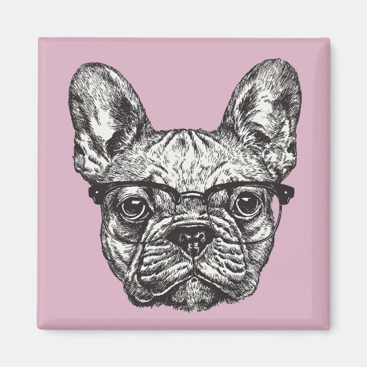 Hipster Bulldog Magnet (Vorne)