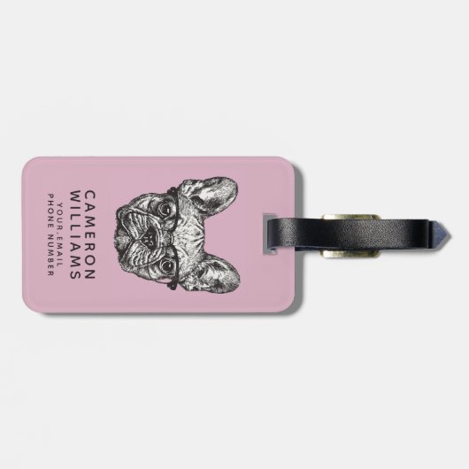 Hipster-Bulldogge | addieren Ihren Namen Gepäckanhänger (Rückseite horizontal)