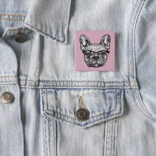 Hipster-Bulldogge Button (Beispiel)