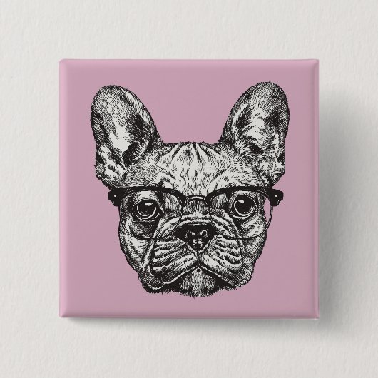 Hipster-Bulldogge Button (Vorderseite)