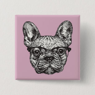Hipster-Bulldogge Button