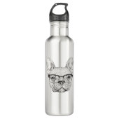 Hipster-Bulldogge Edelstahlflasche (Vorderseite)