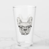 Hipster-Bulldogge Glas (Vorderseite)