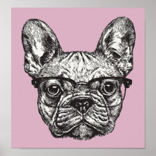 Hipster-Bulldogge Poster