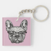 Hipster-Bulldogge Schlüsselanhänger (Rückseite)