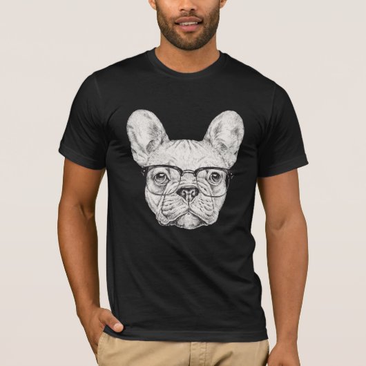Hipster-Bulldogge T-Shirt (Vorderseite)