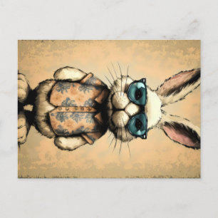Hipster Bunny besticht durch Vintage Farben mit Re Postkarte