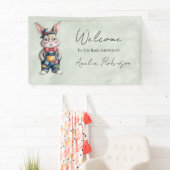 Hipster Bunny Boy Baby Shower Gift Welcome Sign Banner (Insitu)
