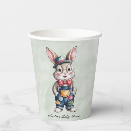 Hipster Bunny Boy Baby Shower Pappbecher (Vorderseite)
