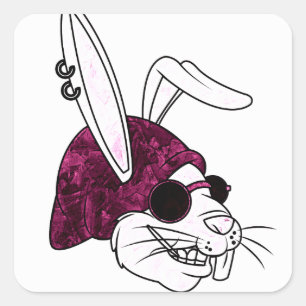 Hipster Bunny Quadratischer Aufkleber