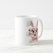 Hipster Bunny Rosa Herzbrille Fliege Kaffeetasse (VorderseiteRechts)