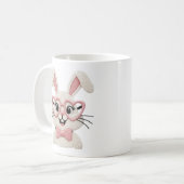 Hipster Bunny Rosa Herzbrille Fliege Kaffeetasse (Vorderseite Links)