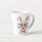 Hipster Bunny rosa Herzbrille Fliege Milchtasse (Rechte Ecke)