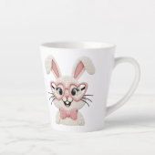 Hipster Bunny rosa Herzbrille Fliege Milchtasse (Rechts)