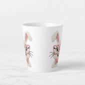 Hipster Bunny rosa Herzbrille Fliege Milchtasse (Vorderseite)