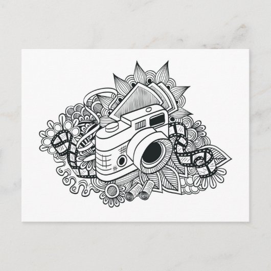 Hipster Camera Doodle Postkarte (Vorderseite)