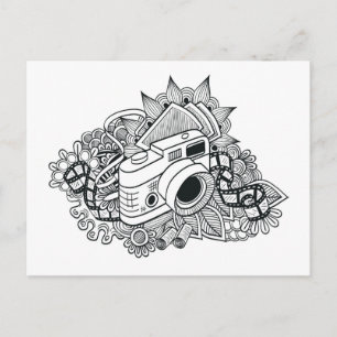 Hipster Camera Doodle Postkarte