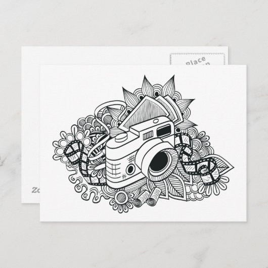 Hipster Camera Doodle Postkarte (Vorne/Hinten)
