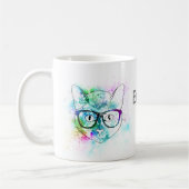 Hipster Cat Aquarell Splash zum Personalisieren Kaffeetasse (Links)