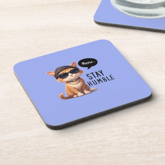 Hipster Cat Design Hard Plastic Untersetzer (Linke Seite)