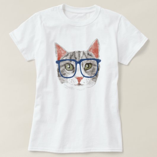 Hipster Cat (graue Tabby) T-Shirt (Design vorne)