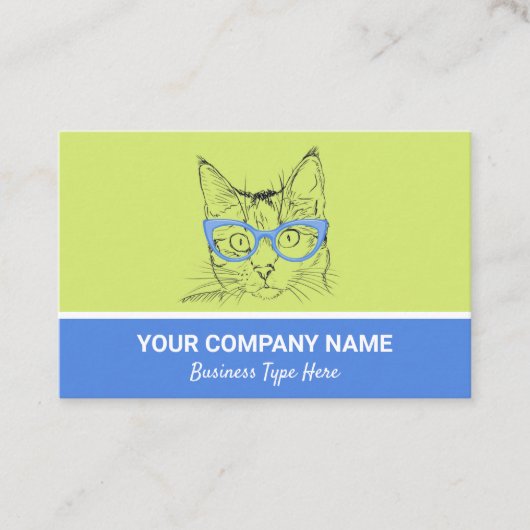 Hipster Cat mit Brille Business Card Visitenkarte (Vorderseite)