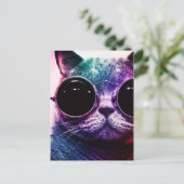 Hipster Cat Pop Art Postkarte (Stehend Vorderseite)