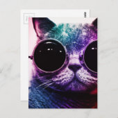 Hipster Cat Pop Art Postkarte (Vorne/Hinten)