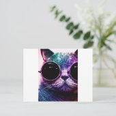 Hipster Cat Pop Art Postkarte (Stehend Vorderseite)