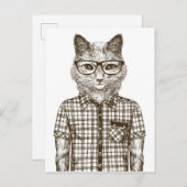 Hipster Cat Postkarte (Vorne/Hinten)