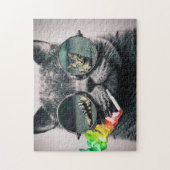 Hipster Cat Srauchen Puzzle (Vertikal)