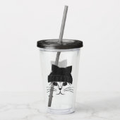Hipster Cat Wearing Wooly Hat Acryltrinkbecher (Rückseite)