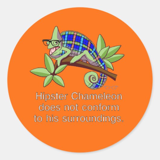 Hipster Chameleon Sticker (Vorderseite)