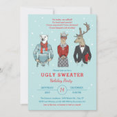 Hipster Charaktere Ugly Sweater Weihnachten Einladung (Vorderseite)