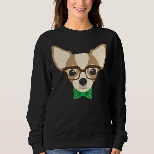 Hipster Chihuahua Sweatshirt (Vorderseite)